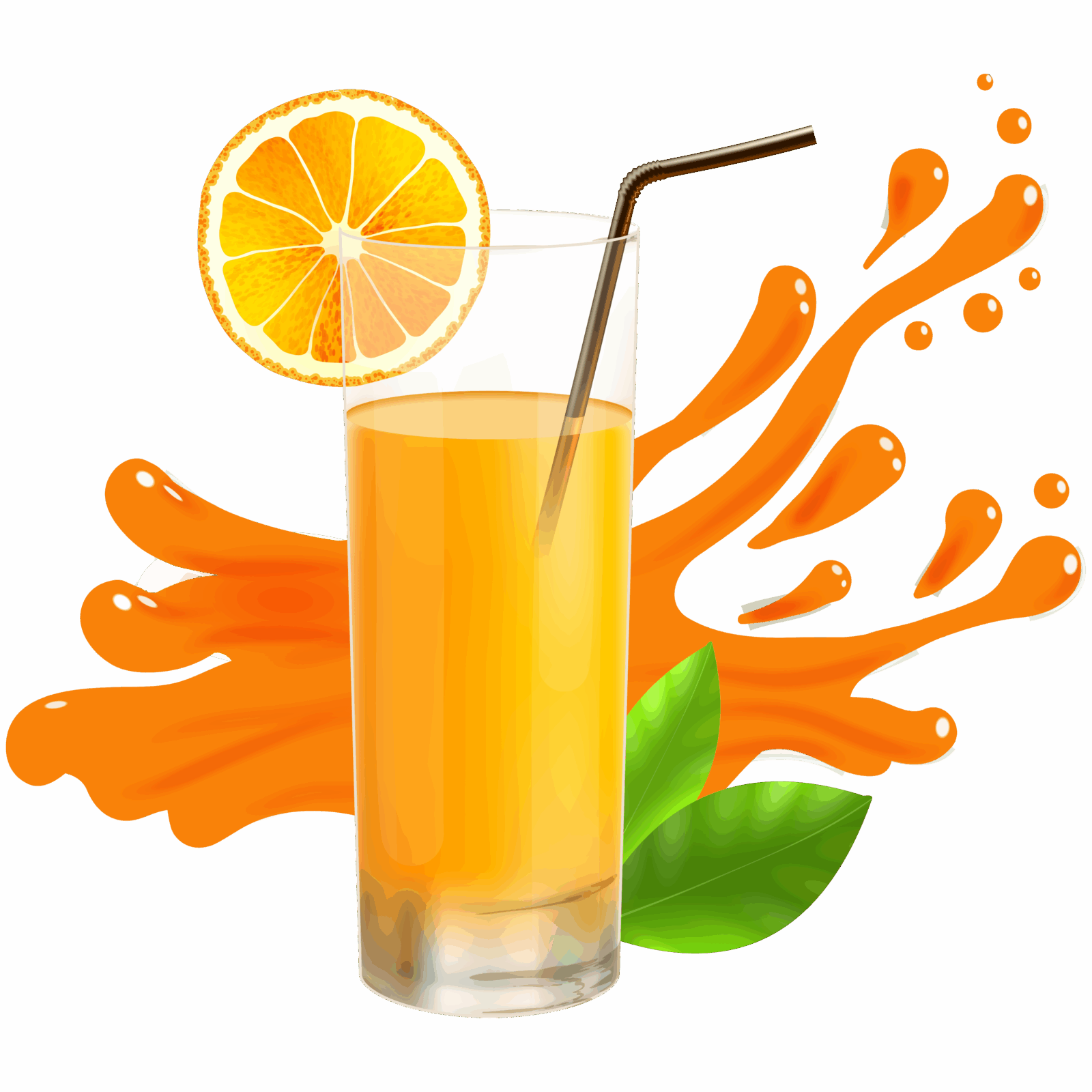 Fresh-orange-juice-in-glass-with-splash-on-transparent-background-PNG